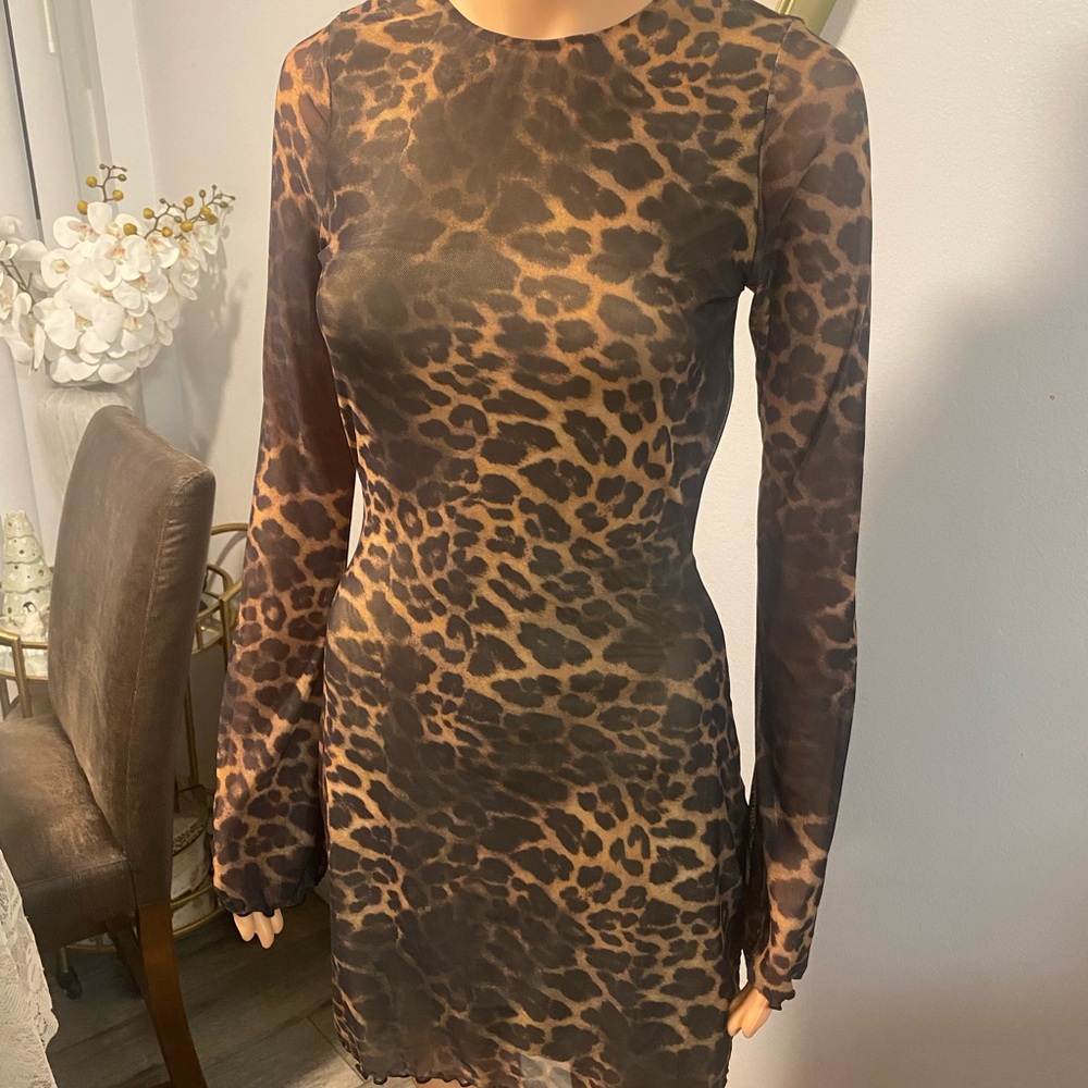 White Fox Boutique Animal Print Long Sleeve Dress